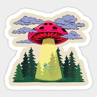 Mushroom UFO Sticker